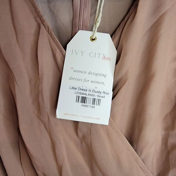 NWT Ivy City Women's Lillie Dusty Rose Flutter Sleeve Bridesmaid Dress Small - Picture 8 of 11